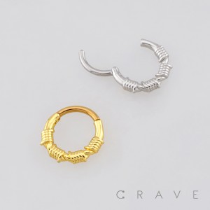 POLISHED BARB WIRE COIL WRAP SEPTUM CLICKER RING 316L SURGICAL STEEL